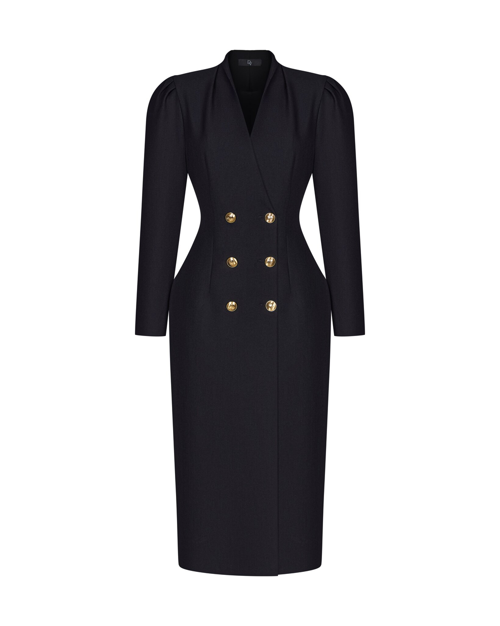 Платье миди приталенное с пуговицей фрезией