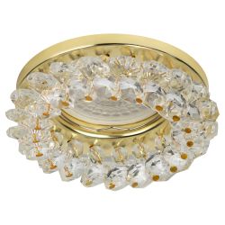 Светильник встраиваемый декоративный ЭРА DK16 GD/WH под лампу MR16 GU5.3 декор с хрусталиками прозрачный/золото | Декоративные встраиваемые светильники