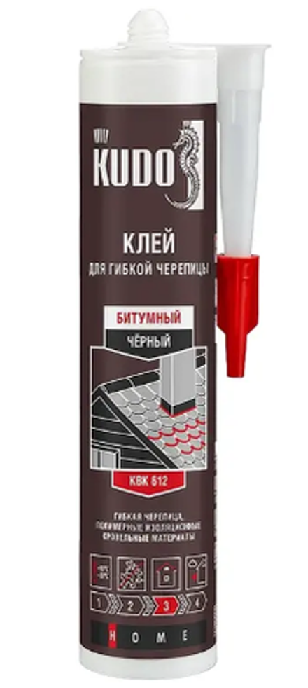 Герметик KUDO КВК-612 битумный д/гибкой кровли черный HOME 280мл