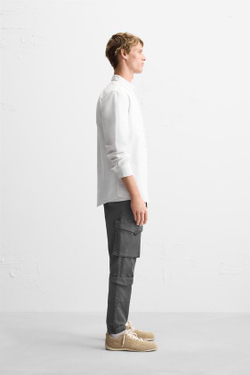 ZARA БРЮКИ КАРГО С КАРМАНАМИ, ТЕМНО-СЕРЫЙ