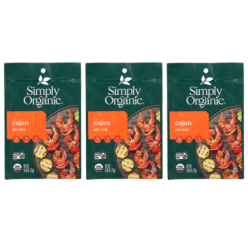 Simply Organic, сухой каджун, 3 пакетика, 25 г (0,88 унции)