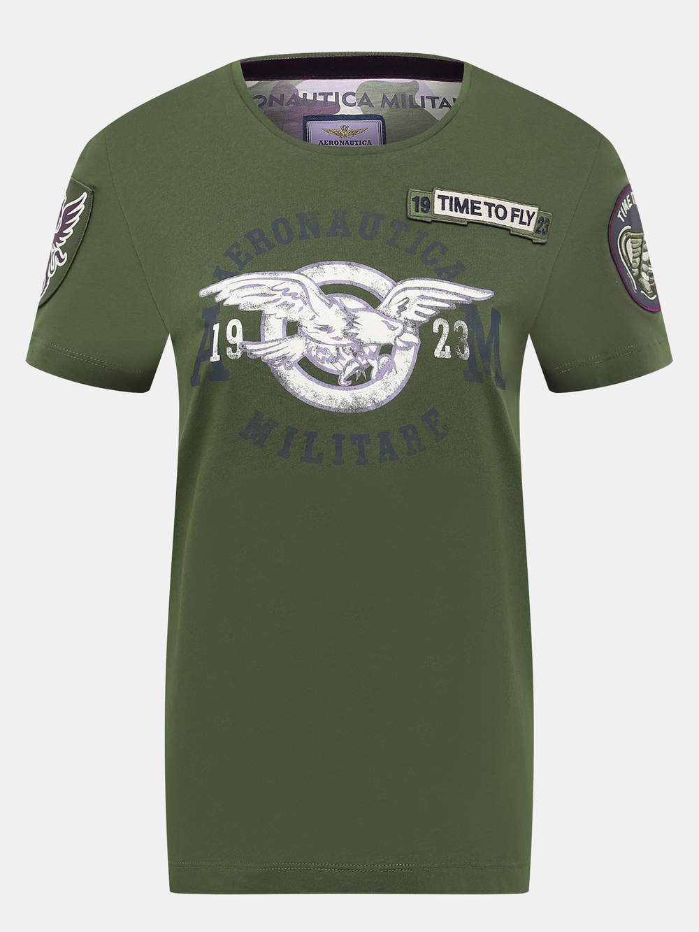 Футболка жен. AERONAUTICA 2169 зеленый лого фиолетовым