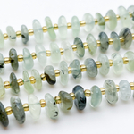 Пренит бусины, галтовка, размер около 8,5-12*2-4 мм, цена за отрезок 19 см (1/2 нити)