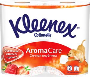 ТУАЛЕТНАЯ БУМАГА KLEENEX AROMA CARE  СОЧНАЯ КЛУБНИКА  (4ШТ)