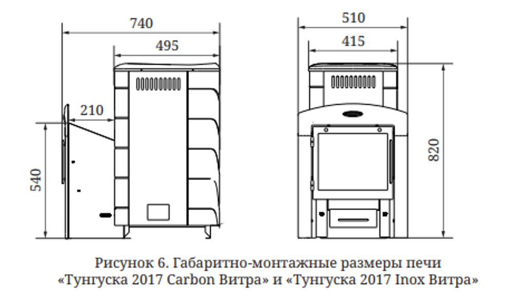 Печь банная на дровах TMF Тунгуска 2017 Inox Витра антрацит габариты