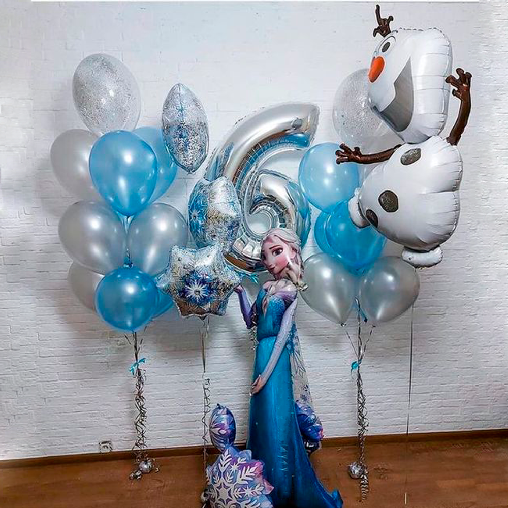 Композиция из шаров на 6 лет Холодное сердце Олаф и Эльза