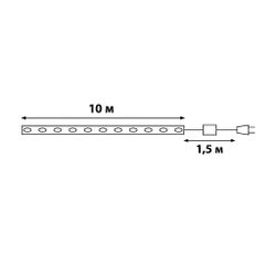 ULD-S1000-100-DTA WARM WHITE IP20 DEW BAND Гирлянда светодиодная Полоса. 10м. 100 светодиодов. Теплый белый свет. Провод прозрачный. ТМ Uniel