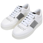Jimmy Choo Hawaii Top Grain Cow Leather Low top Stylish Skateboarding Shoes Women"s White Silver