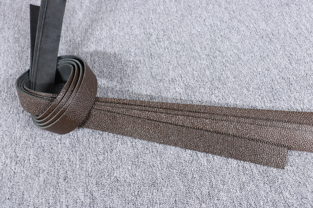 Ременная заготовка Коричневая с лицевой отделкой + плита Алмаз 35 мм (34 мм)