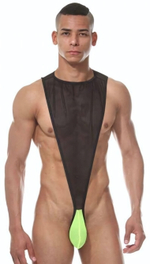 Мужское боди с контрастной вставкой (Размер: L-XL) (Цвет: черный с зеленым)