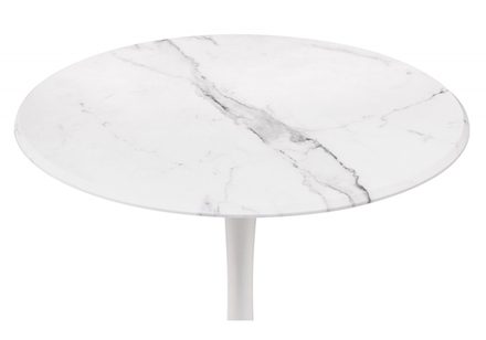 Стол деревянный Woodville Тулип 80х73 мрамор белый, белый, ножки белые