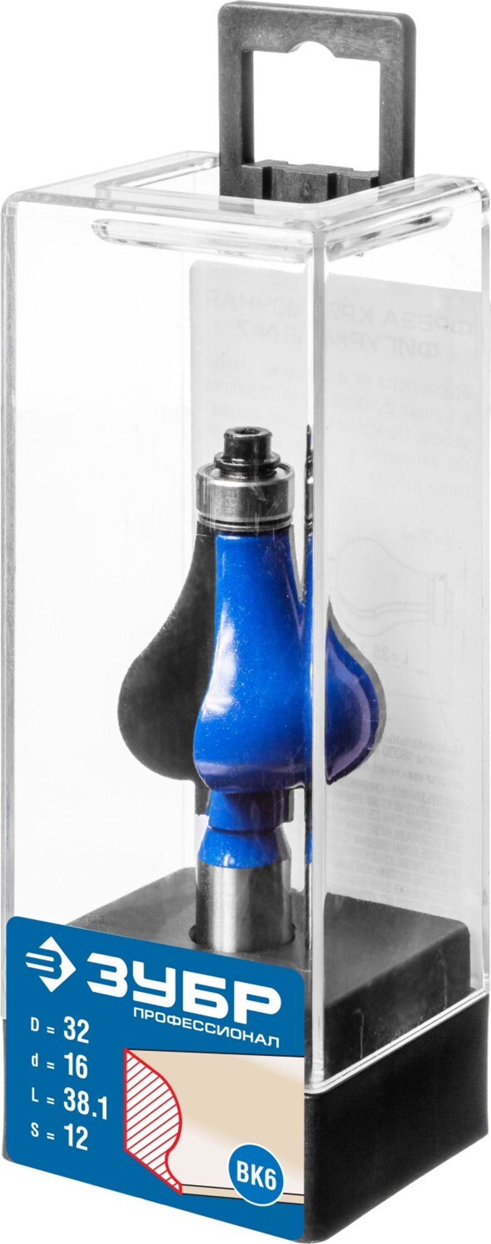 ЗУБР 32 x 38 мм, хвостовик 12 мм, фреза кромочная фигурная №7, Профессионал (28718-32)