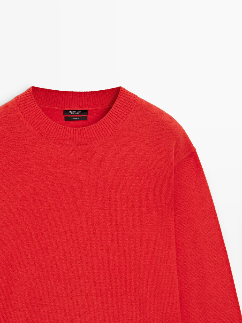 Massimo Dutti Шерстяной свитер с декоративной деталью на поясе, оранжевый