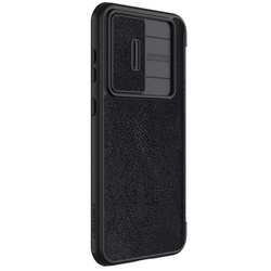 Кожаный чехол книжка от Nillkin для смартфона Samsung Galaxy S23 FE, серия Qin Pro Leather с защитной шторкой для камеры