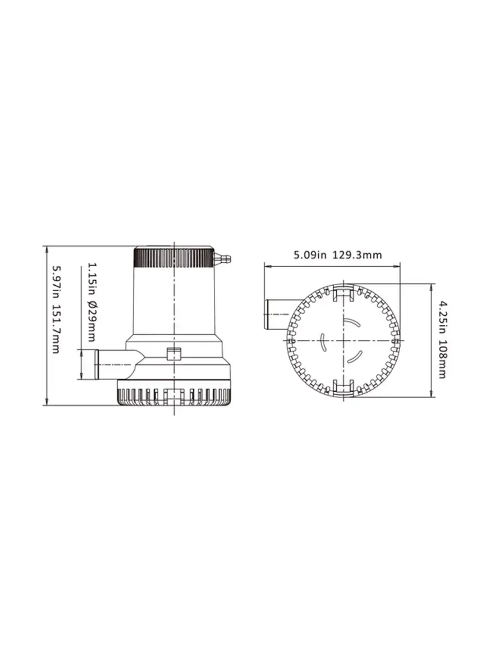 Помпа трюмная 12B 2000GPH non-auto