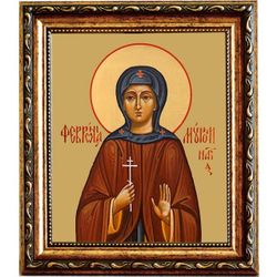 Феврония (в иночестве Евфросиния) Муромская Благоверная княгиня. Икона на холсте в раме 15 х 18 см.