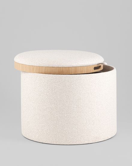 Пуф с ящиком Хюгге L букле бежевый