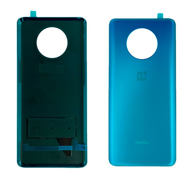 Задняя крышка для OnePlus 7T синяя матовая (Nebula Blue) без стекла камеры