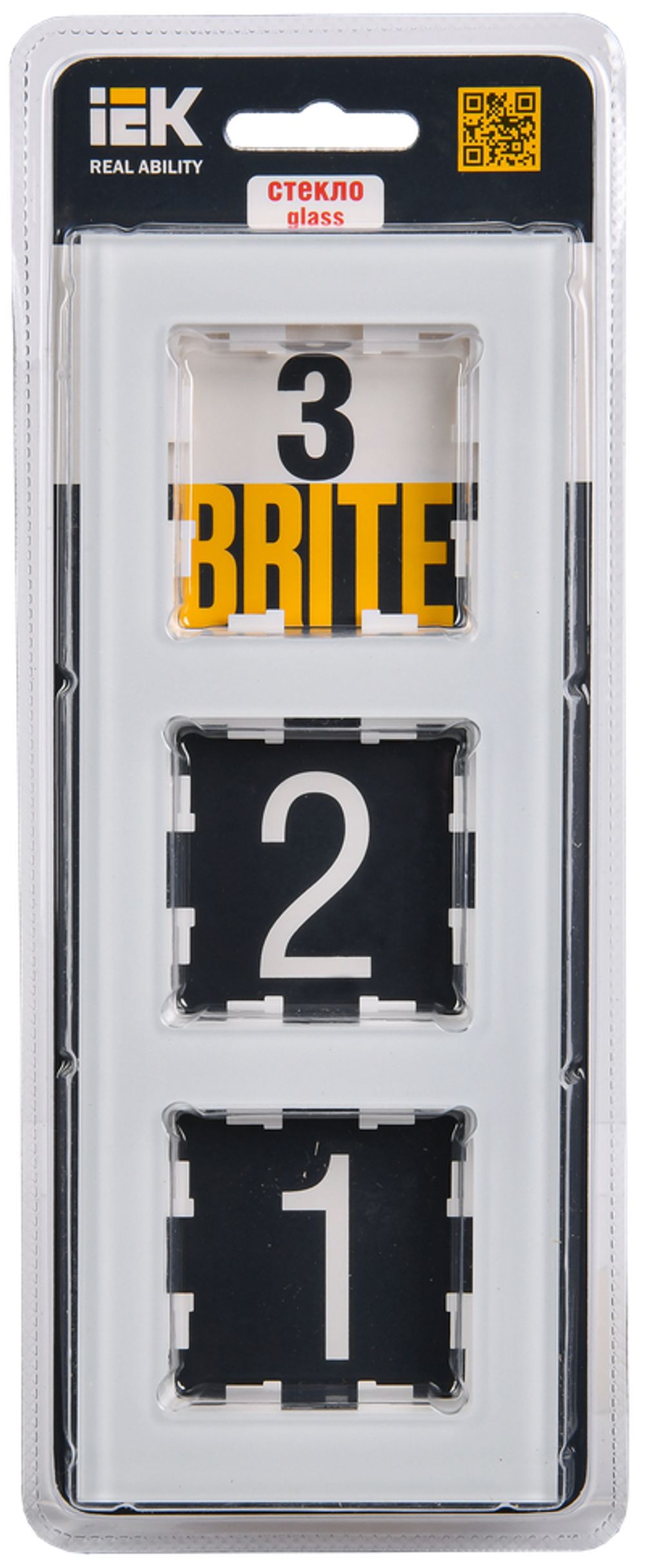 BRITE Рамка 3 -местная РУ-3-2-БрБ стекло белый IEK
