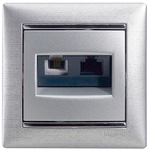 Розетка двойная RJ11+RJ45 категория 5e UTP алюминий Valena Classic LEGRAND