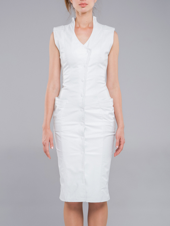 Платье кожаное белое