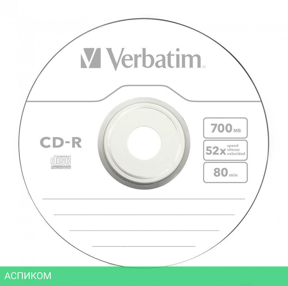 CD-R диск Verbatim 700MB 52x bulk (43787)