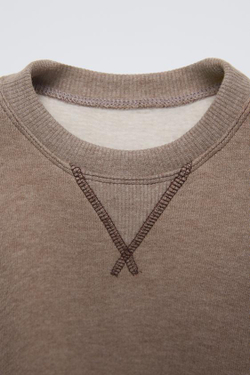 ZARA ОДНОТОННАЯ ТОЛСТОВКА, СЕРОВАТО-КОРИЧНЕВЫЙ