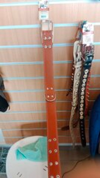 Ошейник №45 с подкладом, неукрашенный, кольцо посередине, обхват 54-71