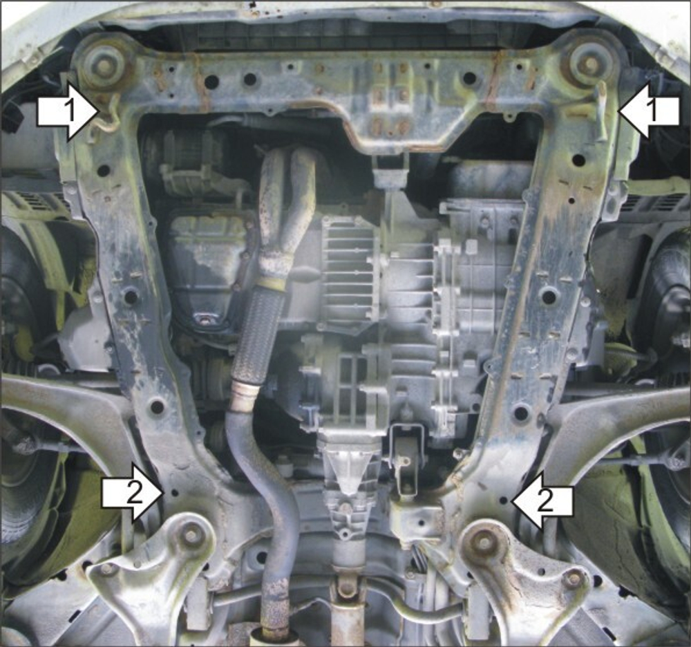 Защита картера Двигателя, КПП. 2 мм, Сталь. для Mitsubishi Grandis 2003-2011 MOTODOR.01316