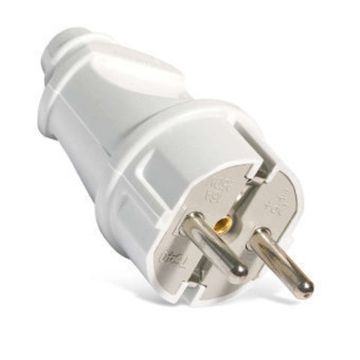 Вилка UNIVersal прямая с/з белая 16А 250В