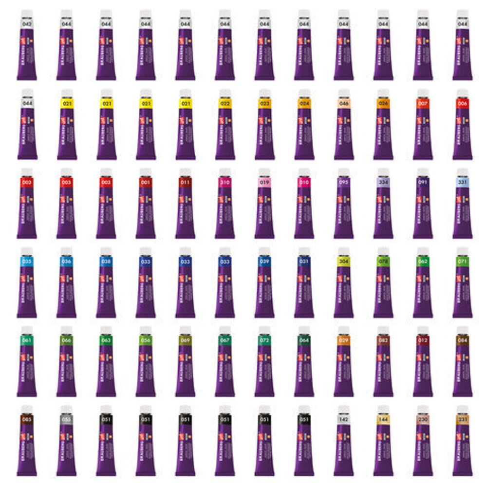 Краски акриловые художественные, НАБОР 72 штуки, 49 цветов по 12 мл в тубах, BRAUBERG ART DEBUT, 192296
