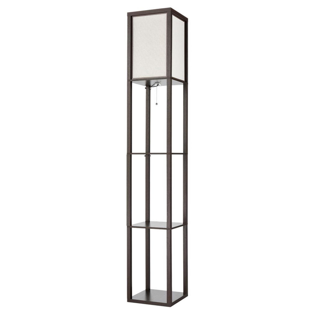 8090/1F COMFI LN25 361 кофейный/белый, дерево/текстиль Торшер Е27 1*60W 220V PRACTIC