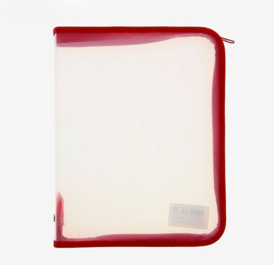Папка на молнии А5 ПВХ прозрачная - красная