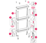 Этажерка узкая на колесах (3 секции) 530x170x140 полки с бортиками М2704