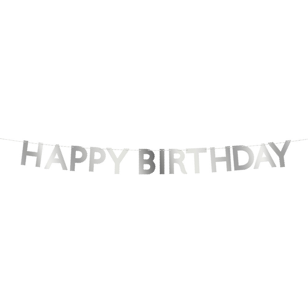 Гирлянда серебряная "Happy Birthday" 1.8 м