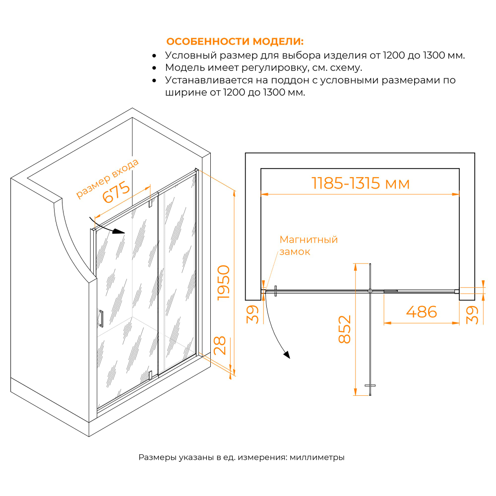 Душевая дверь RGW PA-008 (Прозрачное, 1200)