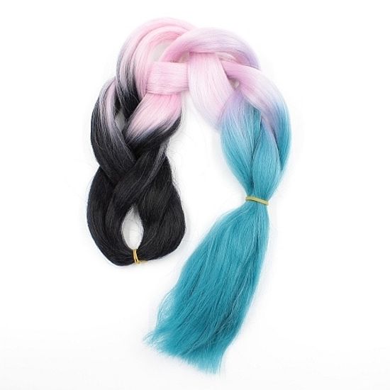 Канекалон 3-цветный 100гр 130см C02 черно розово голубой