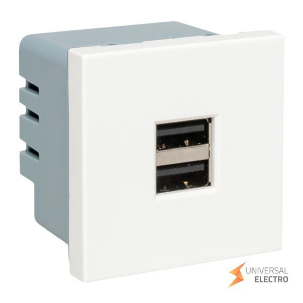 Розетка USB A+A, 2,1А, 2 гнезда, без индикатора EKF