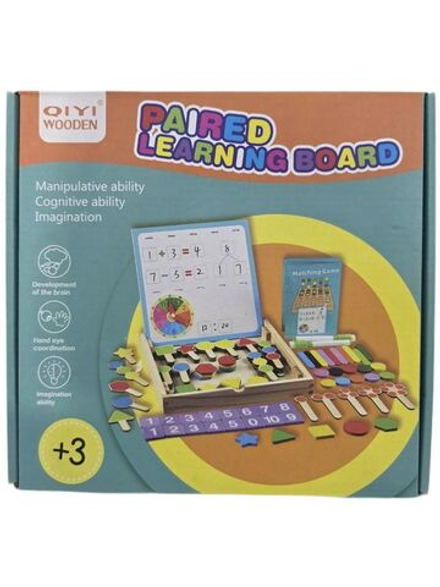 Математический сортер деревянный. Набор для обучения: цифры, геометрические фигуры, часы. С маркером и доской. 3+