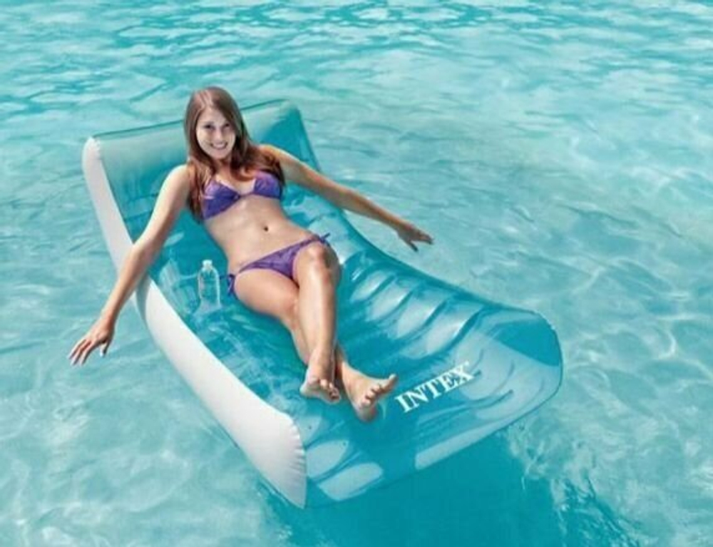 Надувной матрас шезлонг для плавания Intex 56874 Splash Lounge 191х99 см до 100 кг с подстаканником и ручками