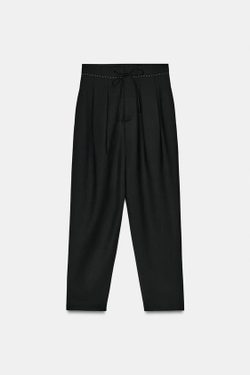 ZARA БРЮКИ С ДЕКОРАТИВНОЙ СТРОЧКОЙ — ZW COLLECTION LIMITED EDITION, ЧЕРНЫЙ