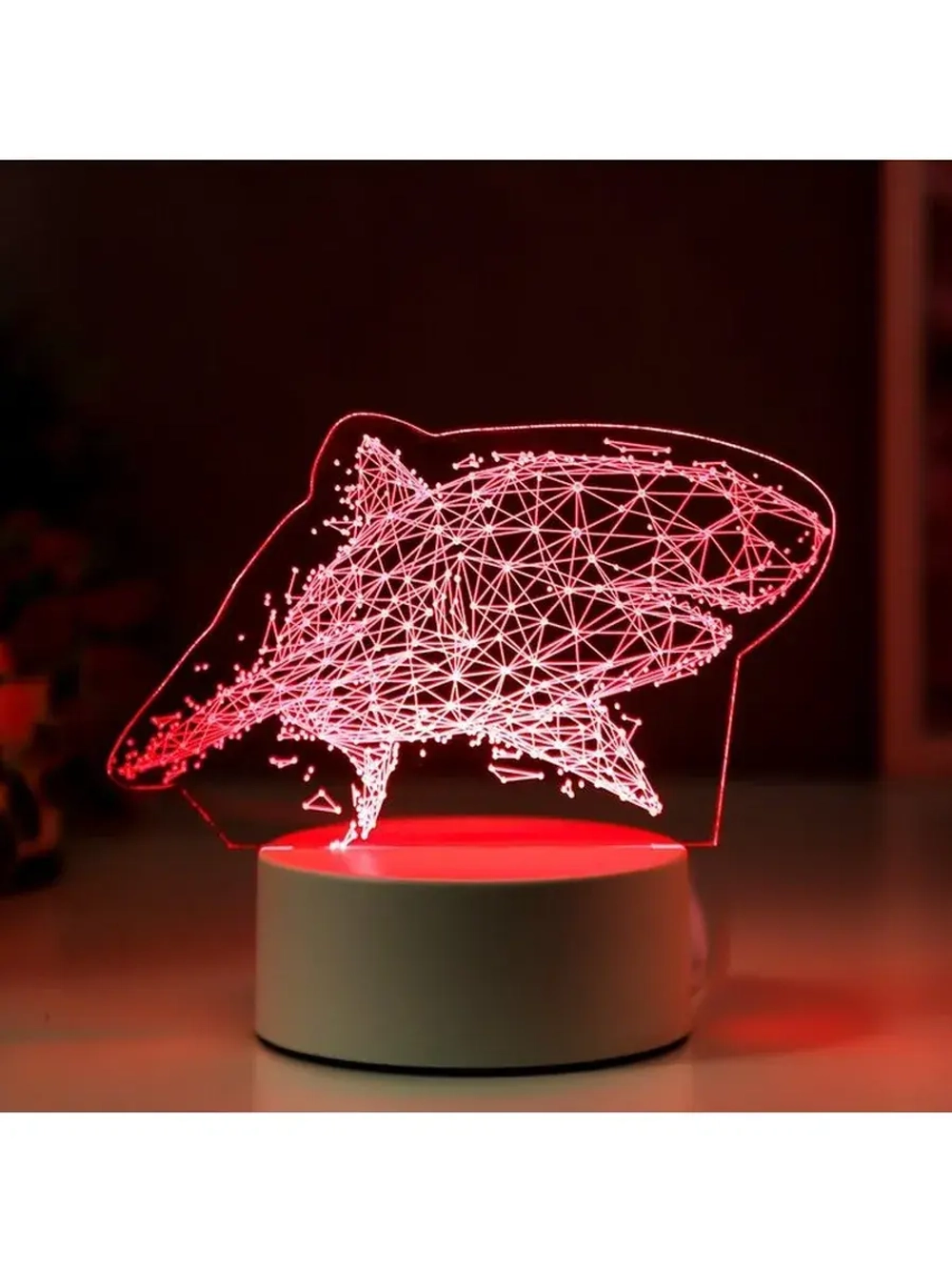 Светильник 3D ночник RISALUX «Большая акула», LED RGB, от се