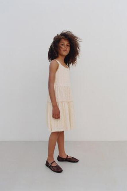 ZARA ПЛАТЬЕ С ВЫШИВКОЙ, ЭКРЮ