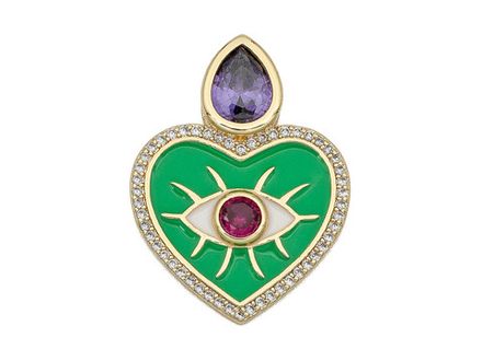 Подвеска Сердце с глазом, 27мм, Green