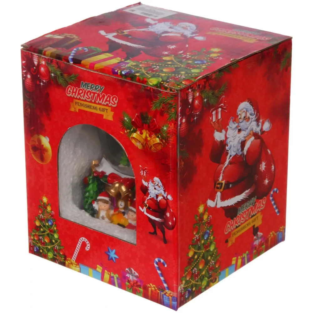 Сувенир Снежный шар «Веселая встреча» 12.5*12.5*15 см (падающий снег, подсветка, музыка), микс