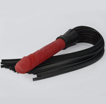 Черная плеть с красной ручкой-фаллоимитатором - 65 см. (Цвет: черный с красным)