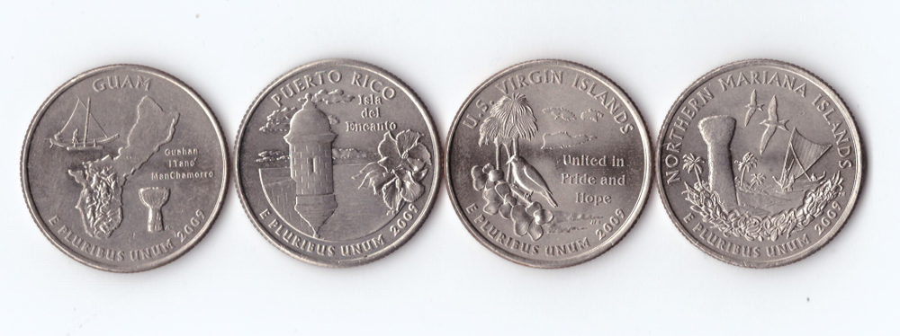1/4 доллара США 2009 г. 4 шт. Разные. Медно-никель XF