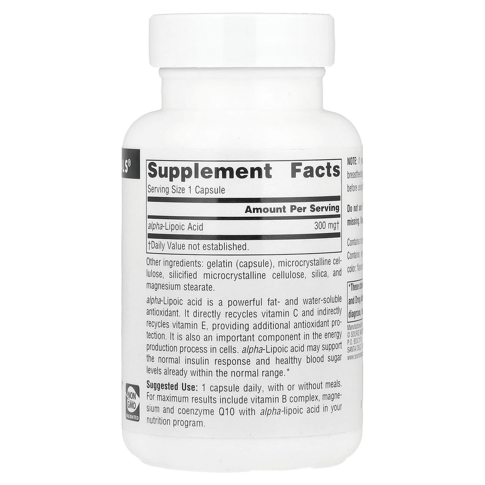 Source Naturals, альфа-липоевая кислота, 300 мг, 60 капсул
