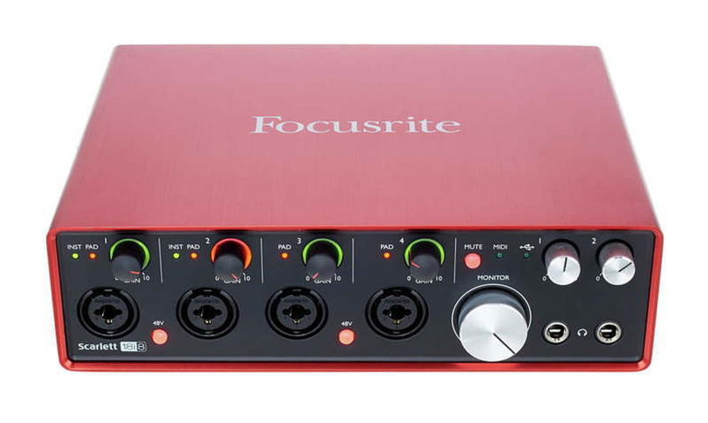 FOCUSRITE Scarlett 18i8 2nd Gen USB аудио интерфейс, 18 входов/8 выходов.