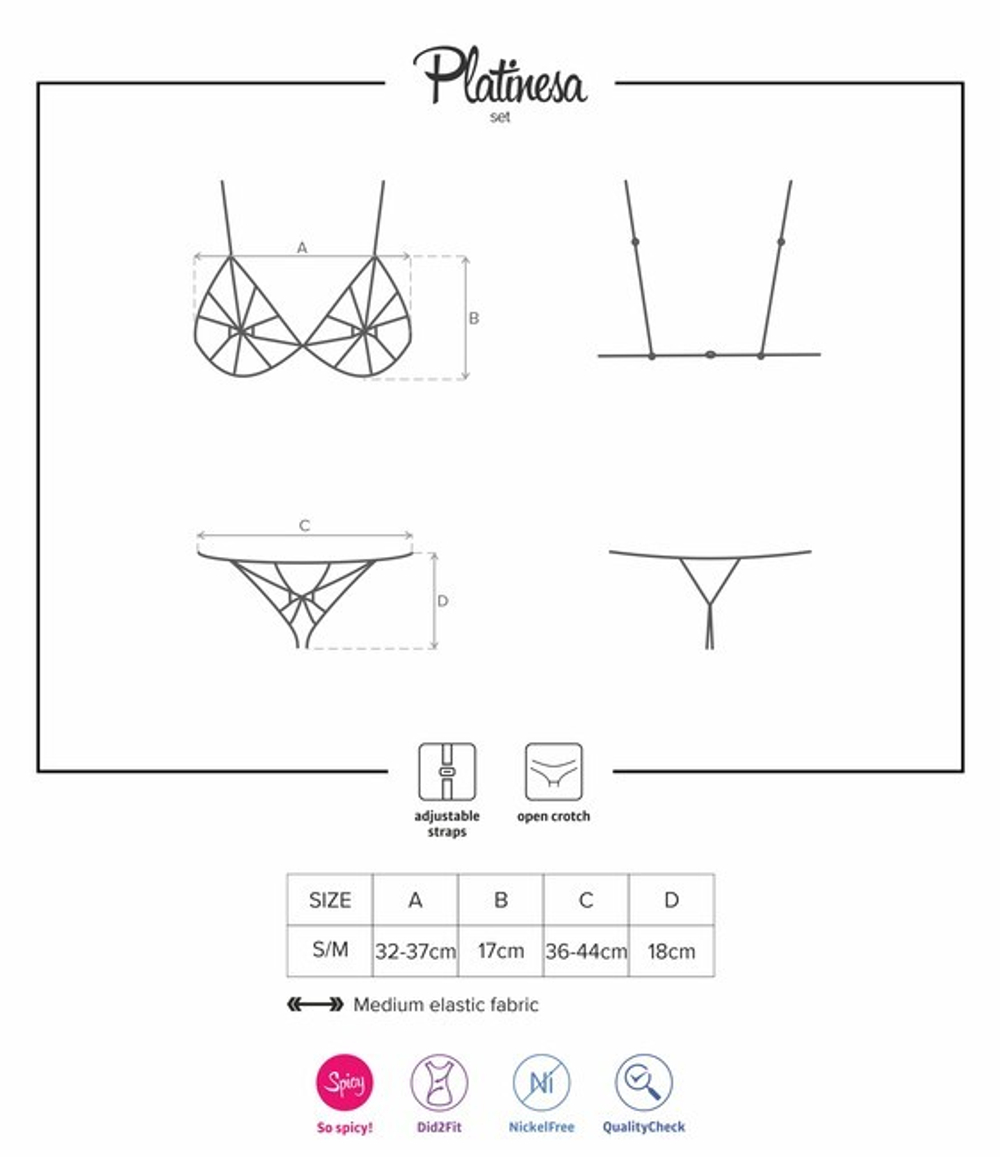 Комплект из черных кристаллов Platinesa SM (42-44) (Цвет: черный с серебряным)